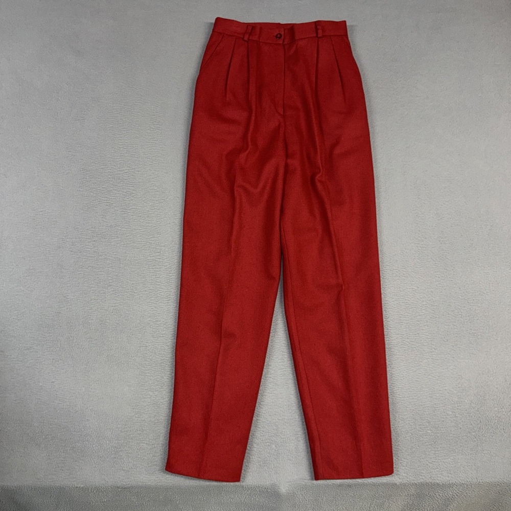 Worthington Pants Womens 10 Tall Red Tapered Pleated Lined 100% Wool VTG Dress